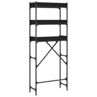Wasmachinekast 67x25x163 cm bewerkt hout zwart - thumbnail