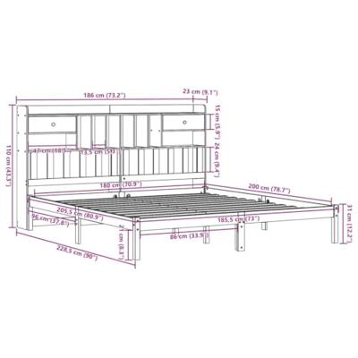 Bed met boekenkast zonder matras grenenhout wit 180x200 cm