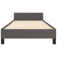 Bedframe met hoofdbord kunstleer grijs 90x190 cm - thumbnail