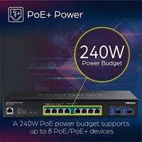 TRENDnet TPE-3102WS 10-poorts 2.5G-switch, Web Smart PoE+ met 10G SFP+ sleuven - thumbnail