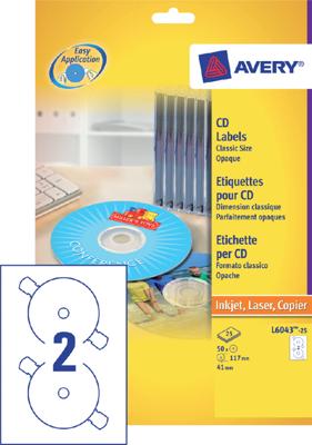 Etiket avery l6043-100 cd wit 200st Etiket avery l6043-100 cd wit 200st