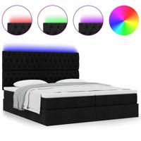 Ottoman bed met matrassen en LED's 160x200cm stof zwart - thumbnail