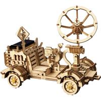 Robotime modelbouwset maanbuggy met zonnecel 18 cm hout - thumbnail