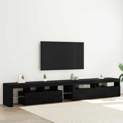 TV-kast 3 pcs Zwart Eiken 260 x 37 x 40 cm Bewerkt hout