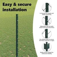 VidaXL Hek met paal groen 1,4 x 25 m staal en pvc - thumbnail