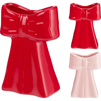 Home & Styling Strik vaas 13cm rood of roze Home & Styling Strik vaas 13cm rood of roze