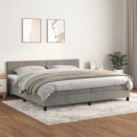 Boxspring met matras fluweel lichtgrijs 200x200 cm - thumbnail