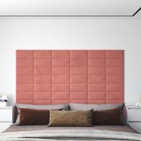 Wandpanelen 12 st 0,54 m 30x15 cm fluweel roze - thumbnail