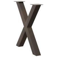 Eettafelpoten 2 st X-vormig 70x(72-73) cm staal naturel - thumbnail