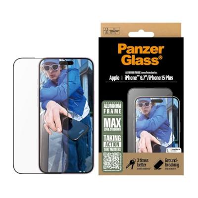 PanzerGlass Aluminium Frame 2851 Screenprotector (glas) Apple iPhone 15 Plus, iPhone 16 Plus 1 stuk(s) Anti-vingerafdruk, Krasvast PanzerGlass Aluminium Frame 2851 Screenprotector (glas) Apple iPhone 15 Plus, iPhone 16 Plus 1 stuk(s) Anti-vingerafdruk, Krasvast