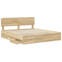 Bedframe met lade Sonoma Eiken 200 x 200 cm Geconstrueerd hout - thumbnail