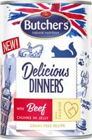 BUTCHER'S Delicious Dinners Stukjes rundvlees in gelei - nat kattenvoer - 400g - thumbnail