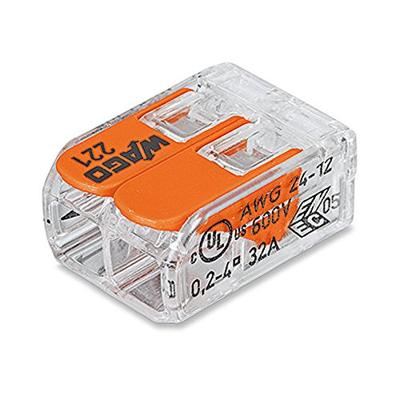 WAGO 221-412-1 221 Verbindingsklem Flexibel: 0.14-4 mm² Massief: 0.2-4 mm² Aantal polen: 2 1 stuk(s) Transparant, Oranje