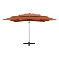 Parasol 4-laags met aluminium paal 250x250 cm terracottakleurig - thumbnail