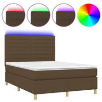Boxspring met matras en LED stof donkerbruin 140x200 cm - thumbnail
