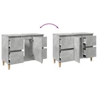 Wastafelkast 80x33x60 cm bewerkt hout betongrijs - thumbnail