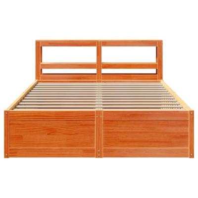Bedframe met hoofdbord massief grenenhout wasbruin 140x190 cm