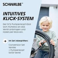 Schwalbe fiets ventiel ombouwset dv-scv + pompkop clic valve - thumbnail