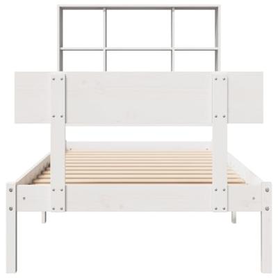 Bed met boekenkast zonder matras grenenhout wit 90x190 cm