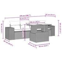 5-delige Loungeset met kussens poly rattan zwart - thumbnail