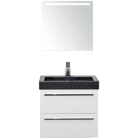 Seville Badmeubelset 60 cm - Wit Hoogglans - Wastafel Hardsteen Wit Lucca met Sence Spiegel - thumbnail