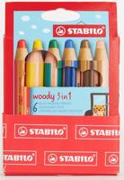 Stabilo woody 3in1 kleurpotloden - 6 kleuren - thumbnail