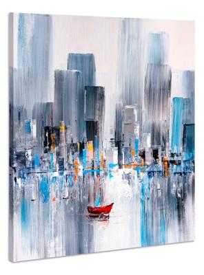 Schilderij - New York in Olieverf, Premium Print op canvas