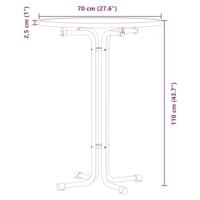 Eettafel 70x110 cm bewerkt hout en staal wit - thumbnail