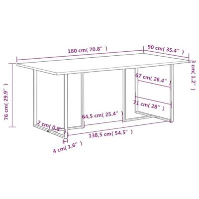 Eettafel 180 cm ruw mangohout