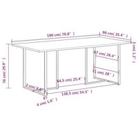 Eettafel 180 cm ruw mangohout - thumbnail