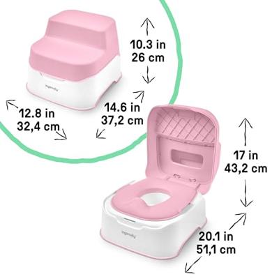 INGENUITY Opstapje en potje met verwijderbare kom, antislip, ergonomische zitting, roze