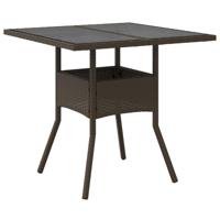 Tuintafel met glazen blad 80x80x75 cm poly rattan bruin - thumbnail