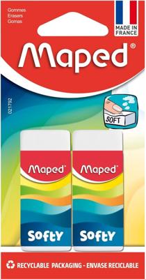 Maped gum Softy, medium, wit, blister van 2 stuks