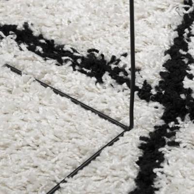 Vloerkleed PAMPLONA shaggy hoogpolig 120x120 cm crème en zwart - thumbnail