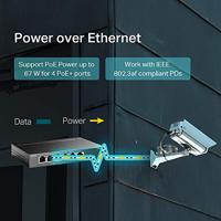 TP-Link TL-SF1006P 6-Port Fast Ethernet PoE Switch met 4 PoE+ poorten (67 Watt, afgeschermde RJ-45 poorten, 250 m overdrachtsafdekking in Extendmodus, plug-and-play-installatie, zonder ventilator) - thumbnail