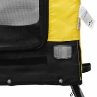 Hondenfietstrailer oxford stof en ijzer geel en zwart - thumbnail