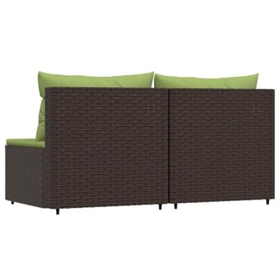 Tuinmiddenbanken met kussens 2 st poly rattan bruin