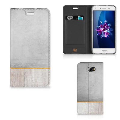 Huawei Y5 2 | Y6 Compact Book | Wallet Case | Wood Concrete