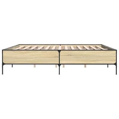 Bedframe bewerkt hout metaal sonoma eikenkleurig 200x200 cm