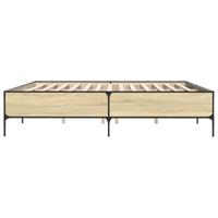 Bedframe bewerkt hout metaal sonoma eikenkleurig 200x200 cm - thumbnail