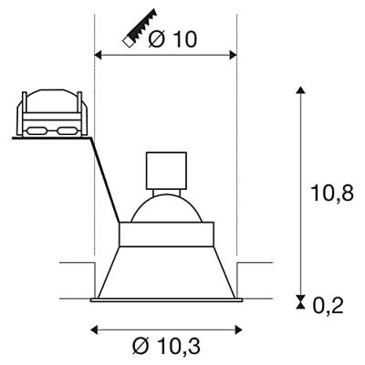 SLV InbouwspotHorn 10,6cm wit - 113161