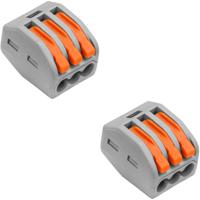 Lasklem Set 2 Stuks - 3 Polig met Klemmetjes - Grijs/Oranje - thumbnail