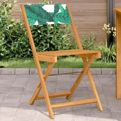 Bistrostoelen 2 st bladpatroon massief acaciahout en stof Bistrostoelen 2 st bladpatroon massief acaciahout en stof