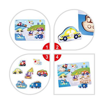 Classic World houten noppenpuzzel verkeer, 8st.