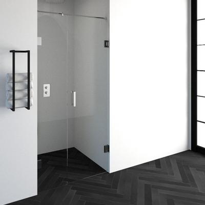 Brauer Void - Nisdeur - 2-Delig - Helder Glas - 100 x 200 cm - Omkeerbaar - met Draaideur 60 cm - Aan Muur - incl. Glascoating - Chroom