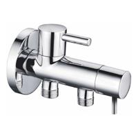 Wiesbaden Dubbele Hoekstopkraan Minimal 1/2x3/8x3/8 Chroom - thumbnail