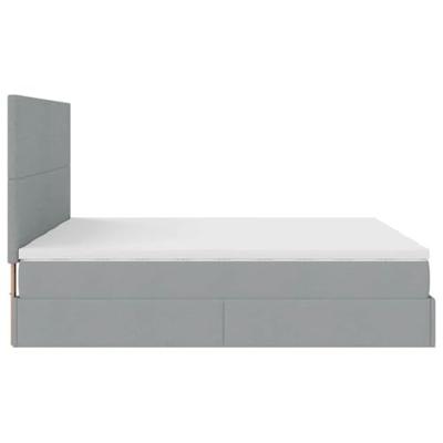 Ottoman bed met matrassen en LED's 200x200cm stof lichtgrijs