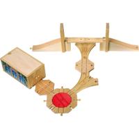 Treinbaan accessoires set - motorhuis + spoorbrug + seinhuis en 4 splitsingen - spoorwegen - thumbnail