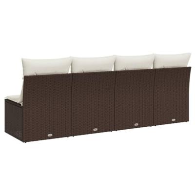 Tuinbank 4-zits met kussens poly rattan bruin Tuinbank 4-zits met kussens poly rattan bruin