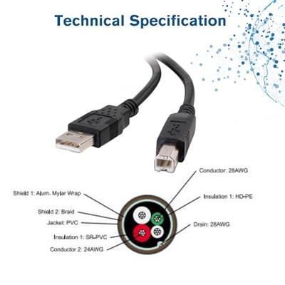 C2G 2M USB-printerkabel, USB 2.0 A naar B-kabel. Compatibel met printers en scanners van HP, Epson, Brother, Samsung, Cannon en alle andere USB A/B-apparaten, Zwart